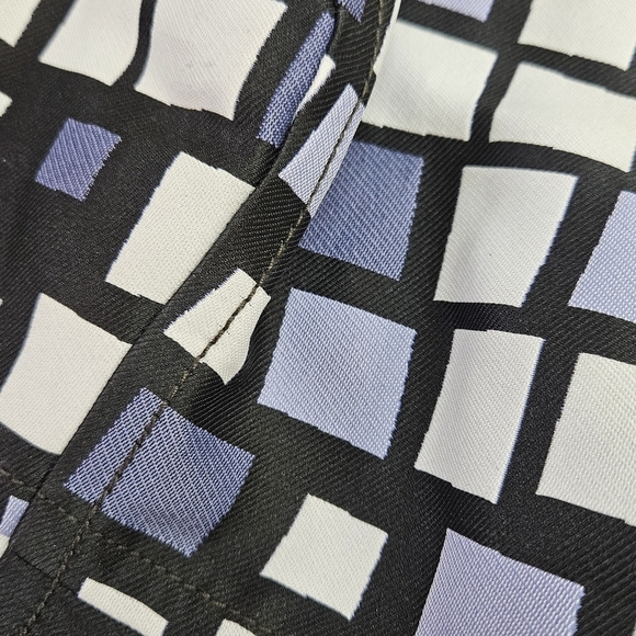 ST JOHN Purple & Black Geometric Print Sleeveless Sheath Dress Pockets Size 8 - Picture 3 of 6